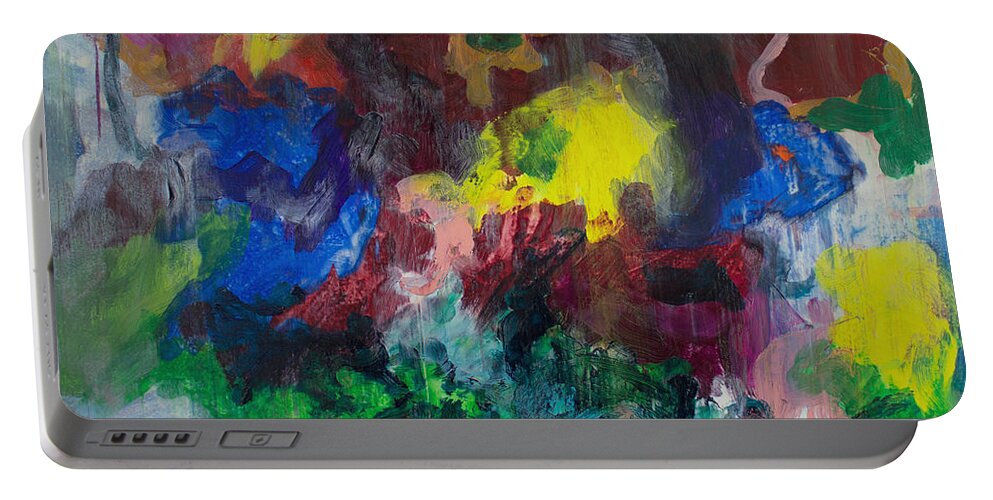 Derek Kaplan Art Portable Battery Charger featuring the painting Opt.68.15 Dreaming With Music by Derek Kaplan