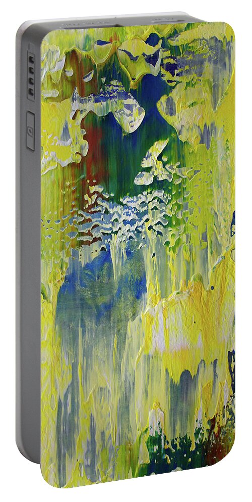 Derek Kaplan Art Portable Battery Charger featuring the painting Opt.70.16 Dance Into the Night by Derek Kaplan
