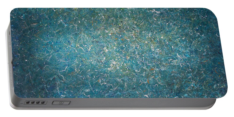 Derek Kaplan Art Portable Battery Charger featuring the painting Opt.81.15 Turks And Caicos by Derek Kaplan