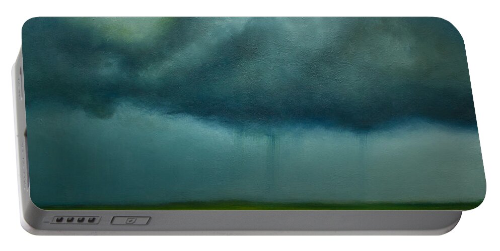 Derek Kaplan Art Storm Portable Battery Charger featuring the painting Opt.97.15. Storm by Derek Kaplan