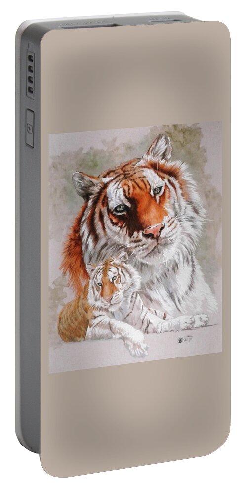 Wildcat Portable Battery Charger featuring the mixed media Opulent by Barbara Keith