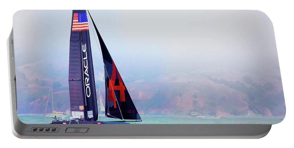 America's Cup Portable Battery Charger featuring the photograph Oracles USA America's Cup Paint by Chuck Kuhn