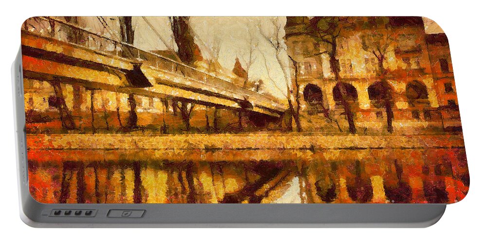 Painting Portable Battery Charger featuring the painting Oradea chris river by Dimitar Hristov