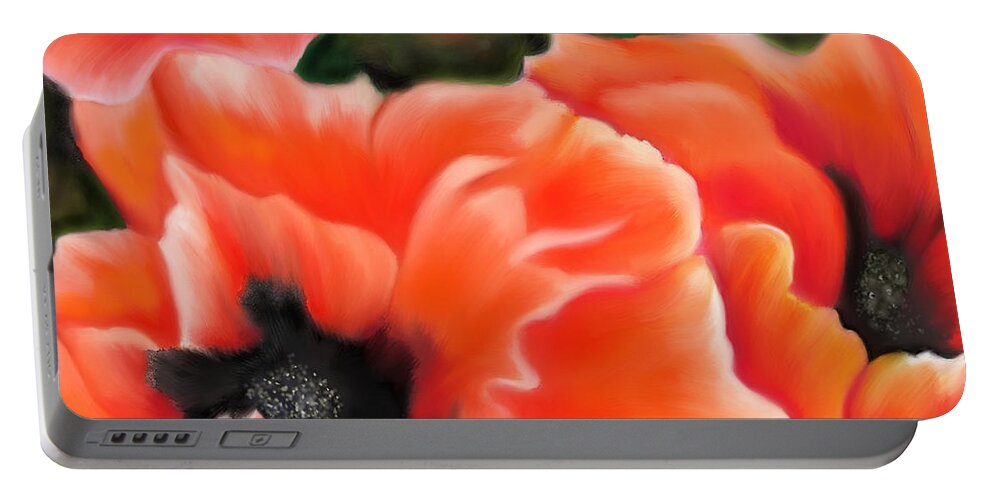 Poppies Portable Battery Charger featuring the painting Orange Poppies by Sand And Chi