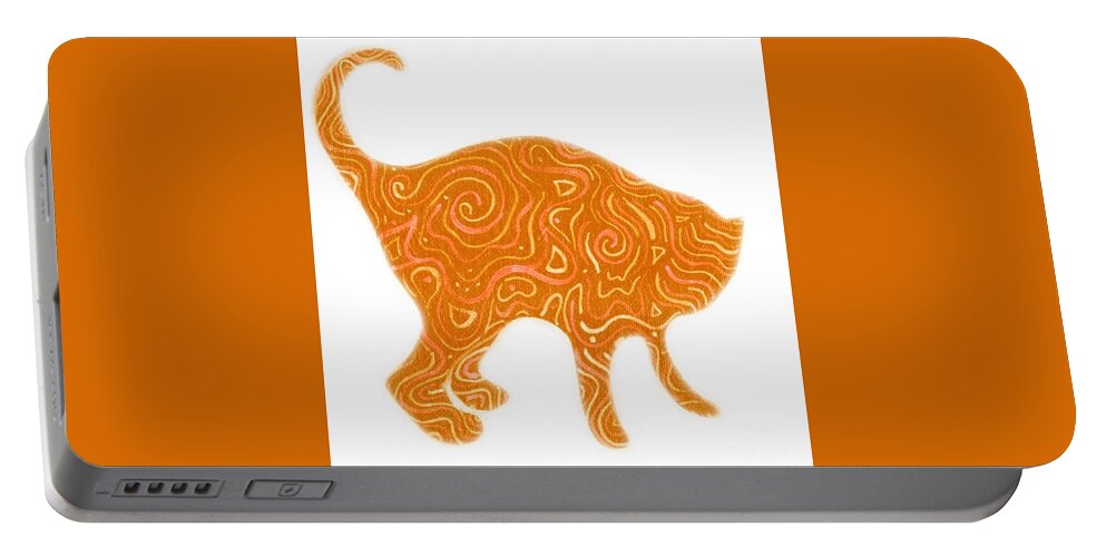 Cat Portable Battery Charger featuring the digital art Orange Tabby by Helena Tiainen