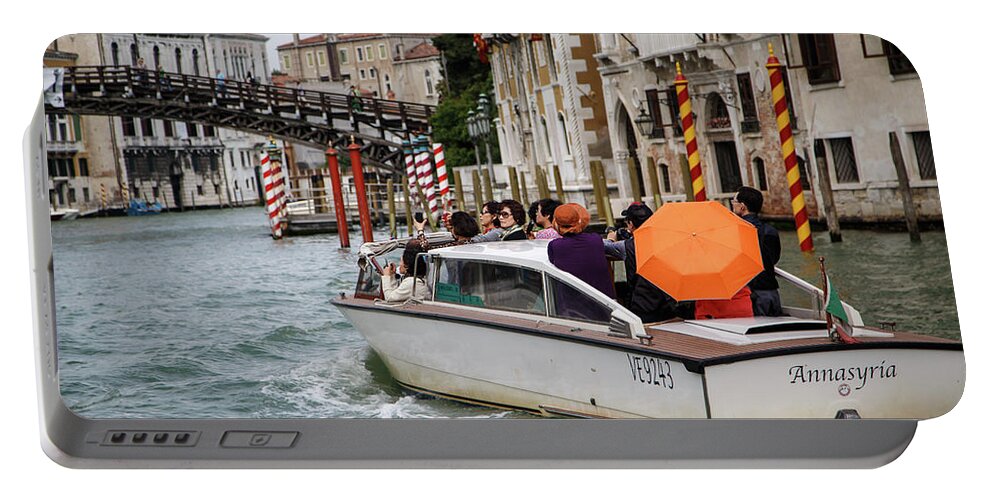 Boats Portable Battery Charger featuring the photograph Orange Umbrella by Darryl Brooks