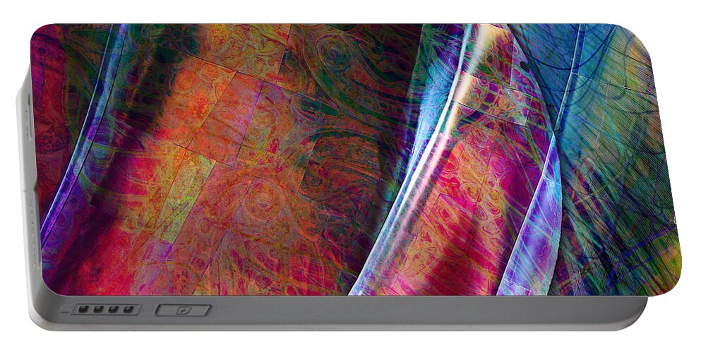 Abstract Portable Battery Charger featuring the digital art Orbit II by Barbara Berney
