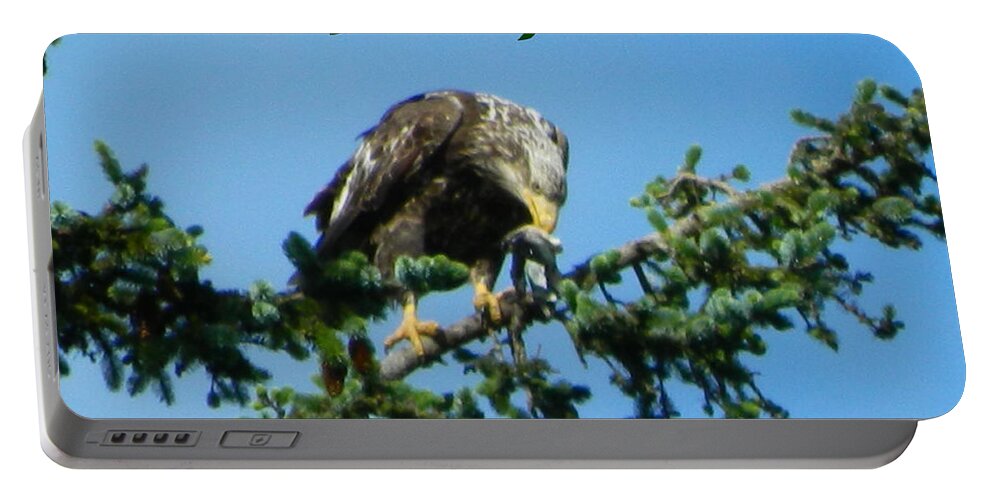Eagles Portable Battery Charger featuring the photograph Oregon Eagle with Bird by Gallery Of Hope 