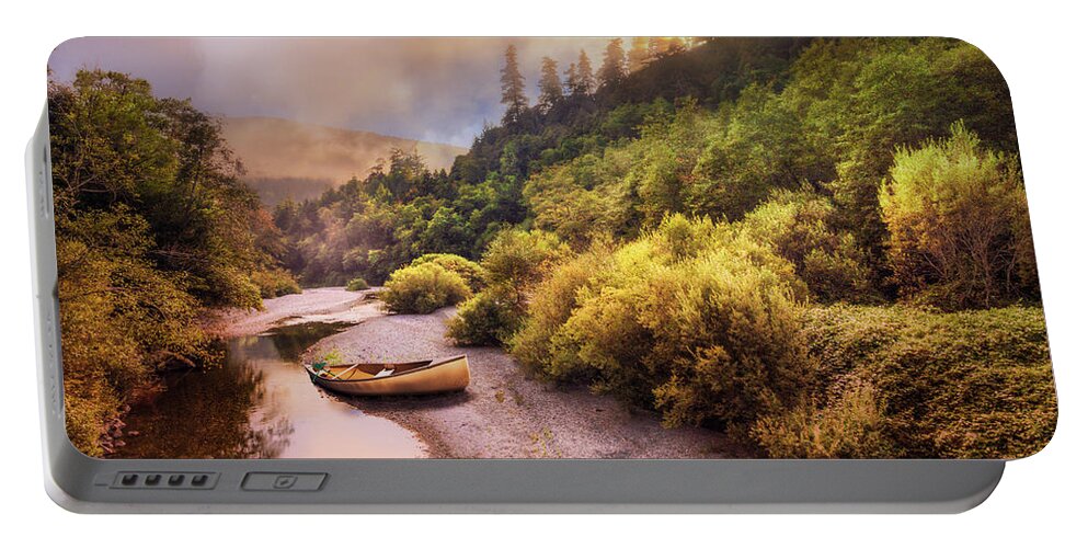 Boats Portable Battery Charger featuring the photograph Oregon Mountain River by Debra and Dave Vanderlaan