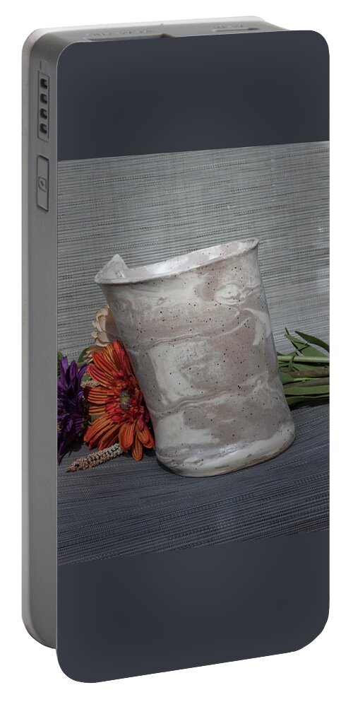 Ceramics Portable Battery Charger featuring the photograph Organic Marbled Vase by Suzanne Gaff