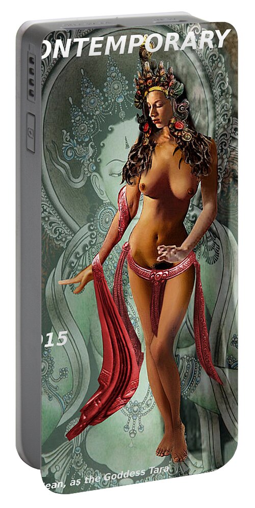 Fine Portable Battery Charger featuring the painting Original Female Nude Jean Goddess as Tara Dancing Poster by G Linsenmayer