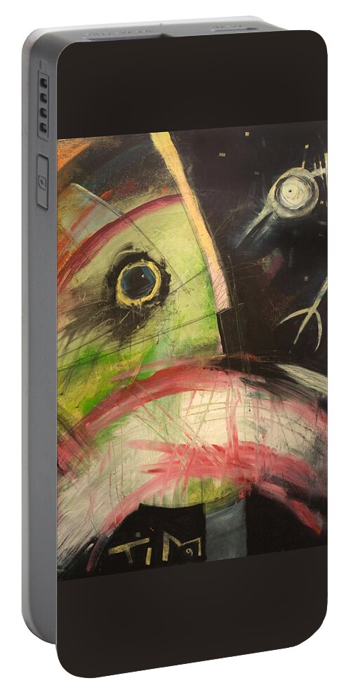 Bird Portable Battery Charger featuring the painting Ornithophobia by Tim Nyberg