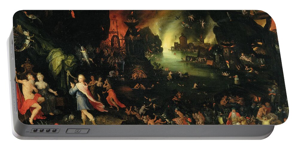 Jan Brueghel The Elder Portable Battery Charger featuring the painting Orpheus Sings for Pluto and Proserpina by Jan Brueghel the Elder