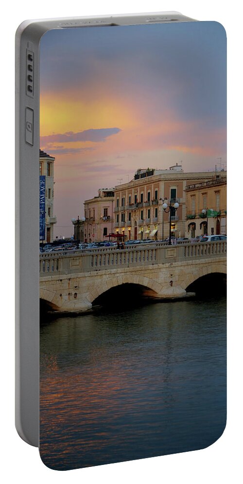 Bridge Portable Battery Charger featuring the photograph Ortygia Bridge by John Meader
