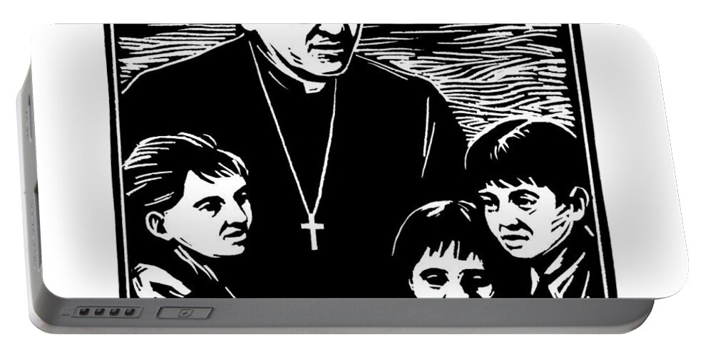 St. Oscar Romero Portable Battery Charger featuring the painting St. Oscar Romero - JLOSC by Julie Lonneman