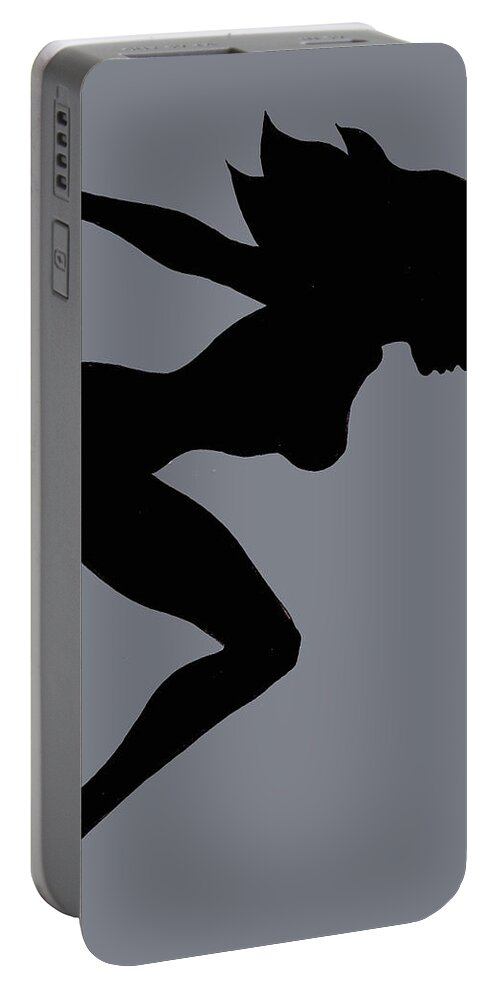 Mudflap Girl Portable Battery Charger featuring the painting Our Bodies Our Way Future Is Female Feminist Statement Mudflap Girl Diving by Tony Rubino