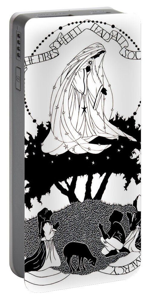 Our Lady Of Fatima Portable Battery Charger featuring the painting Our Lady of Fatima - DPOLF by Dan Paulos
