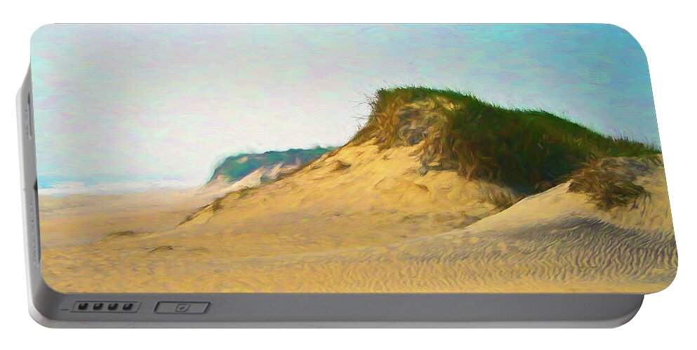 Nature Portable Battery Charger featuring the digital art Outer Banks Sand Dune by Barry Wills