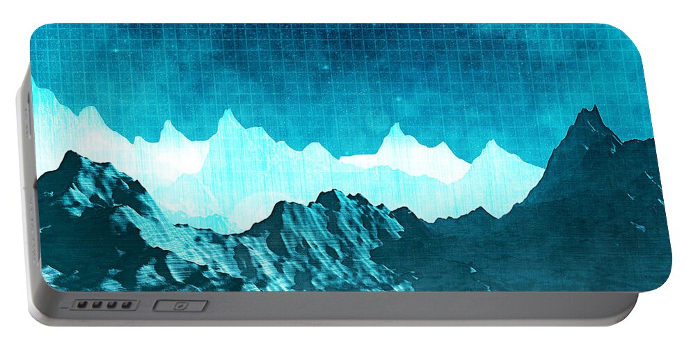 Space Portable Battery Charger featuring the digital art Outer Space Mountains by Phil Perkins