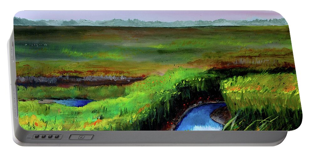 Jersey Shore Portable Battery Charger featuring the painting Outgoing Tide by Phyllis London