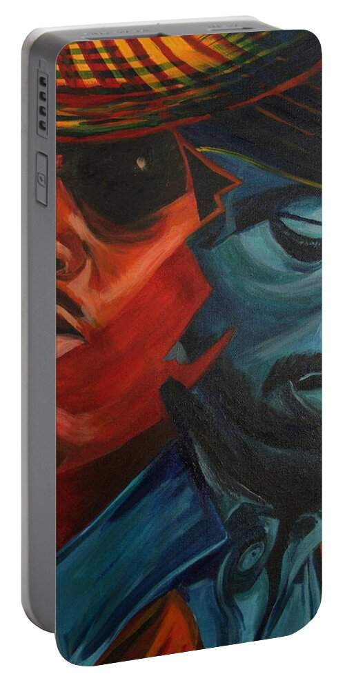 Big Boi Portable Battery Charger featuring the painting Outkast by Kate Fortin