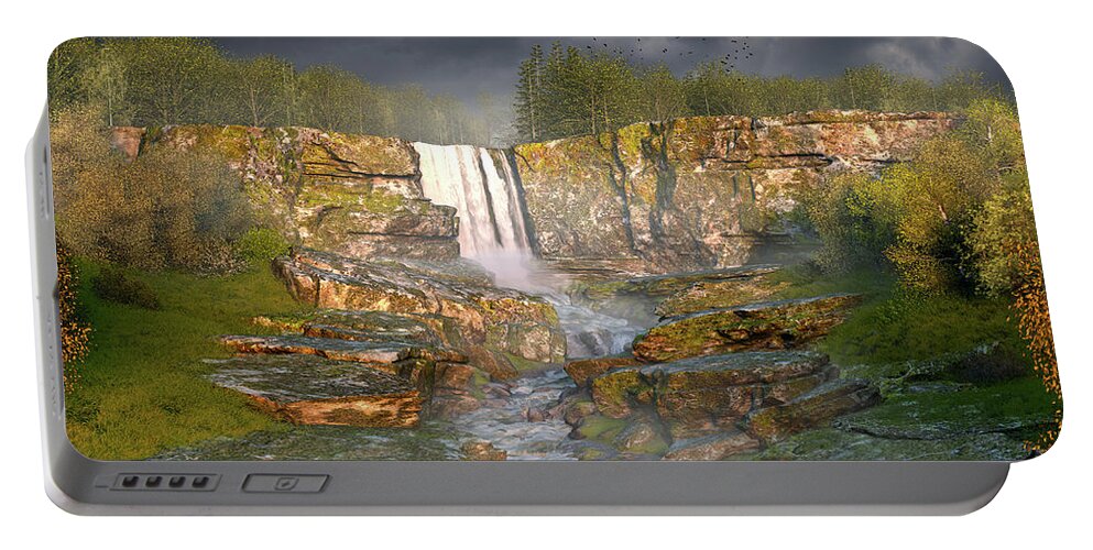 Dieter Carlton Portable Battery Charger featuring the digital art Over The Edge by Dieter Carlton