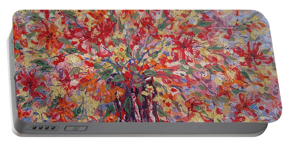 Painting Portable Battery Charger featuring the painting Overflowing Flowers. by Leonard Holland
