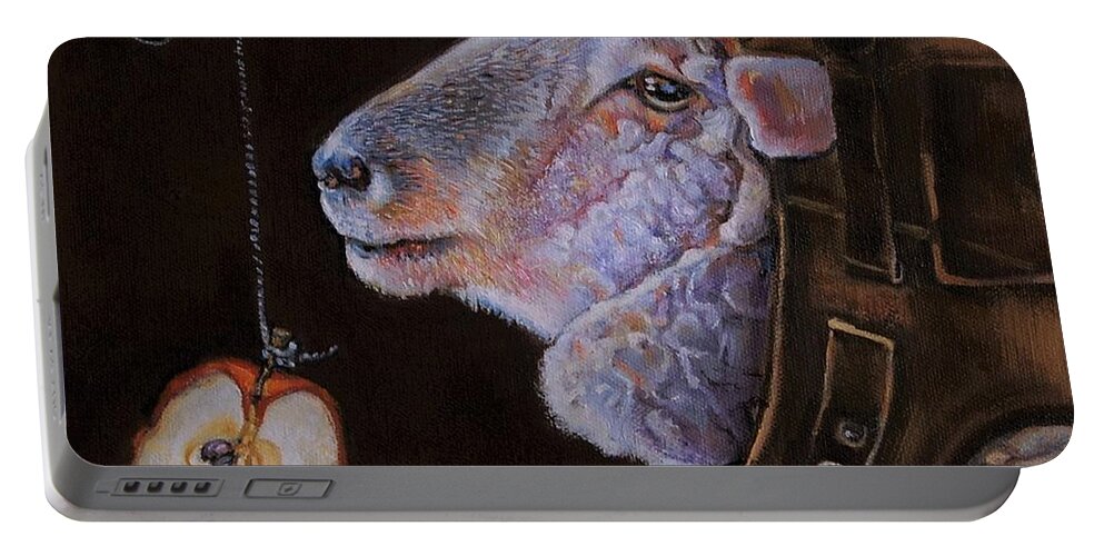 Sheep Portable Battery Charger featuring the painting The Temptation of the Ewe by Jean Cormier