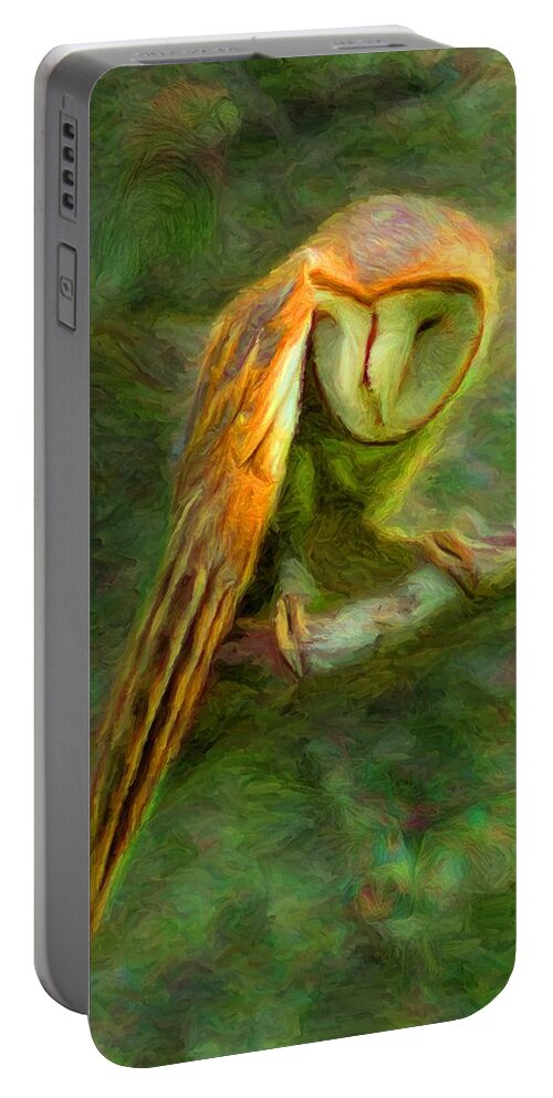 Owl Portable Battery Charger featuring the digital art Owl 1 by Caito Junqueira