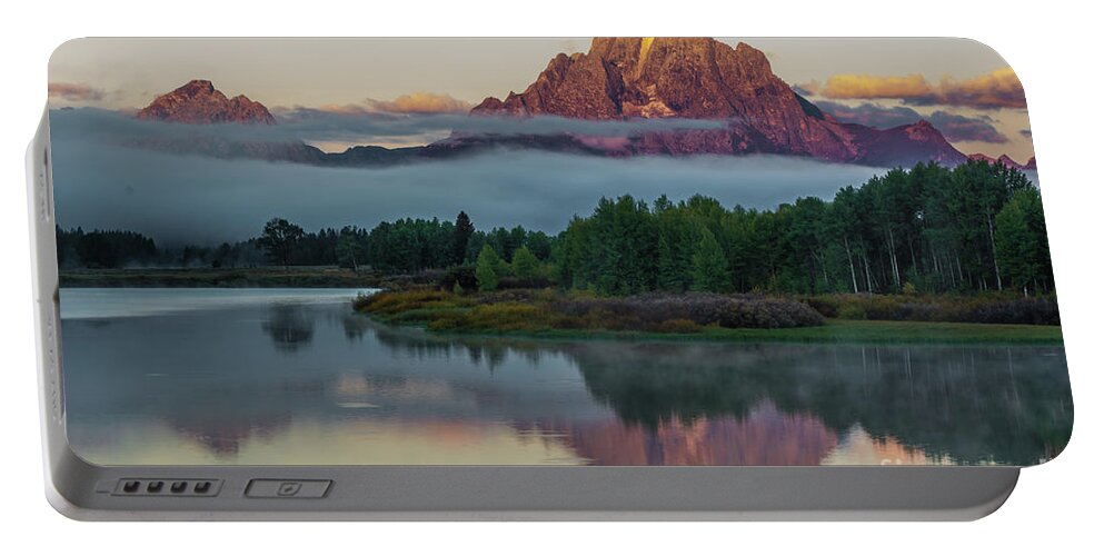 Grand Tetons Portable Battery Charger featuring the photograph Oxbow Bend Sunrise- Grand Tetons by John Greco