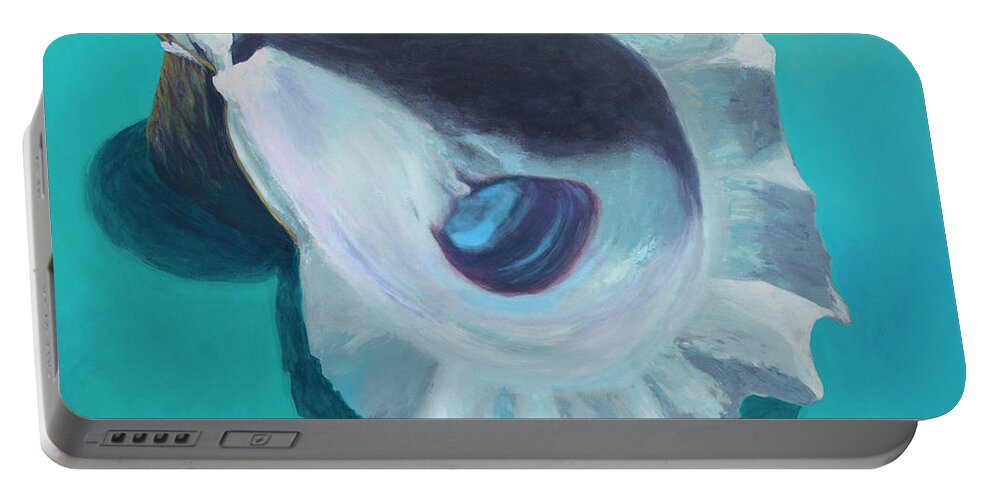 Shell Portable Battery Charger featuring the painting Oyster Blues by Donna Tucker