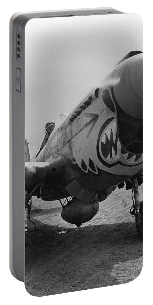 Ww2 Portable Battery Charger featuring the photograph P-40 Warhawk - Flying Tiger by War Is Hell Store