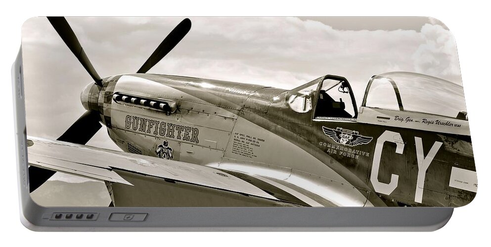 P-51 Portable Battery Charger featuring the photograph P-51 Mustang Fighter Plane by Amy McDaniel