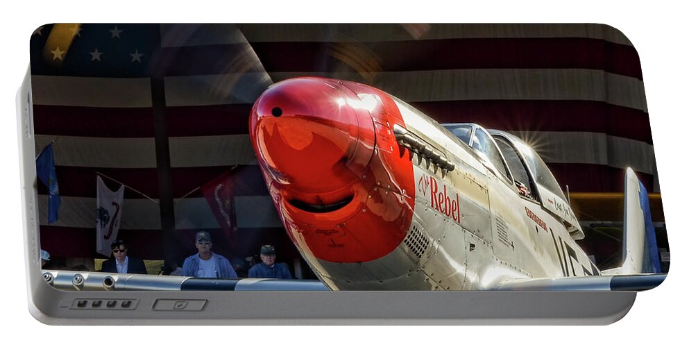 P-51 Portable Battery Charger featuring the photograph P-51 The Rebel by David Hart
