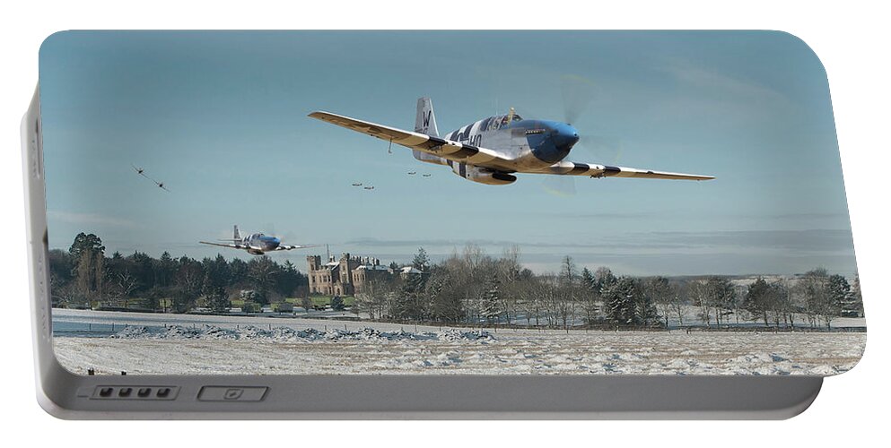 Aircraft Portable Battery Charger featuring the digital art P51 Mustang - Bodney Blue Noses by Pat Speirs