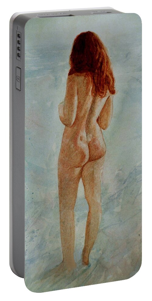 Erotic Portable Battery Charger featuring the painting Pacific Ocean by David Ladmore