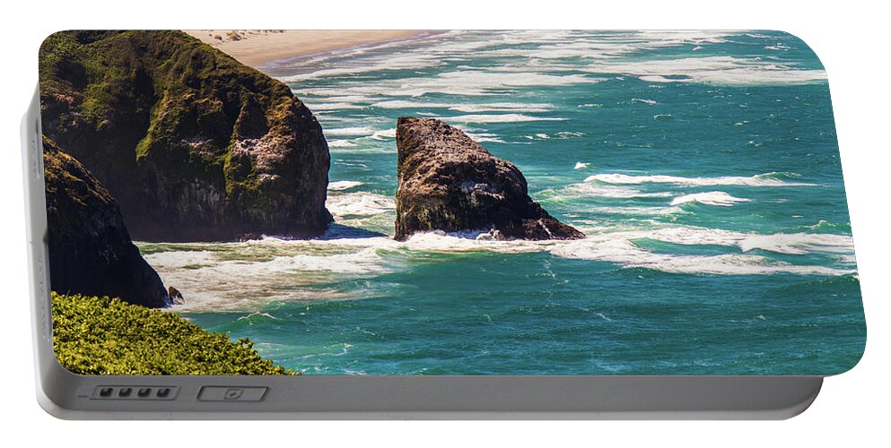 Oregon Portable Battery Charger featuring the photograph Pacific Ocean Shore by Jonny D