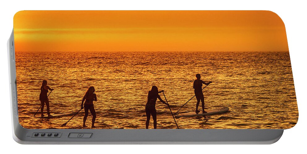 Paddelboards Portable Battery Charger featuring the photograph Paddelboarding at Sunrise by David Kay