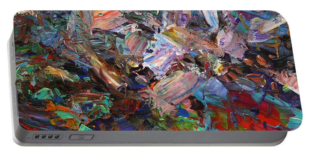 Abstract Portable Battery Charger featuring the painting Paint number 42-c by James W Johnson