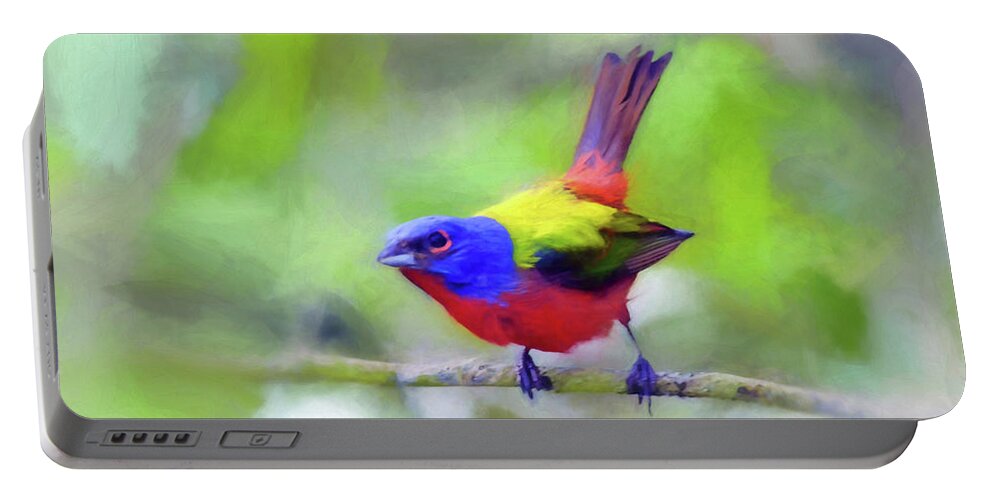 Painted Bunting Portable Battery Charger featuring the photograph Painted Bunting by Kerri Farley
