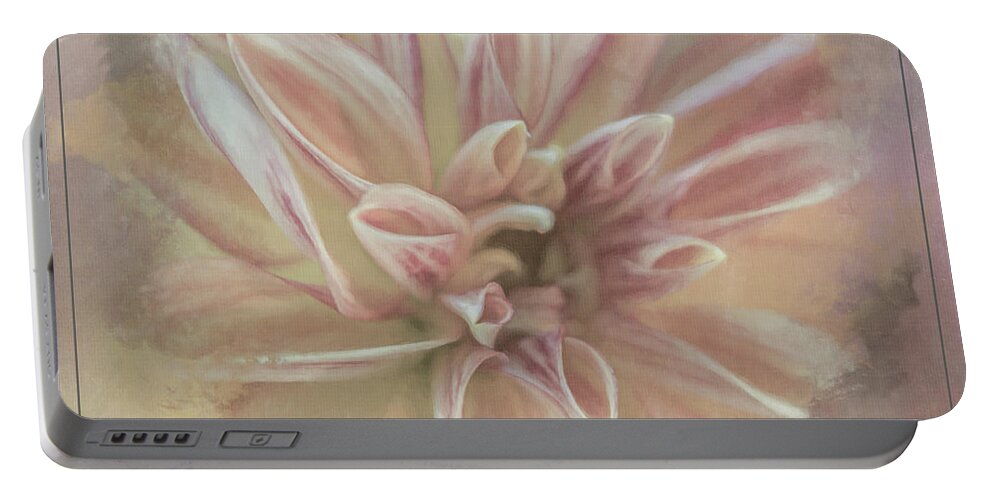 Dahlia Portable Battery Charger featuring the mixed media Painted Dahlia by Teresa Wilson
