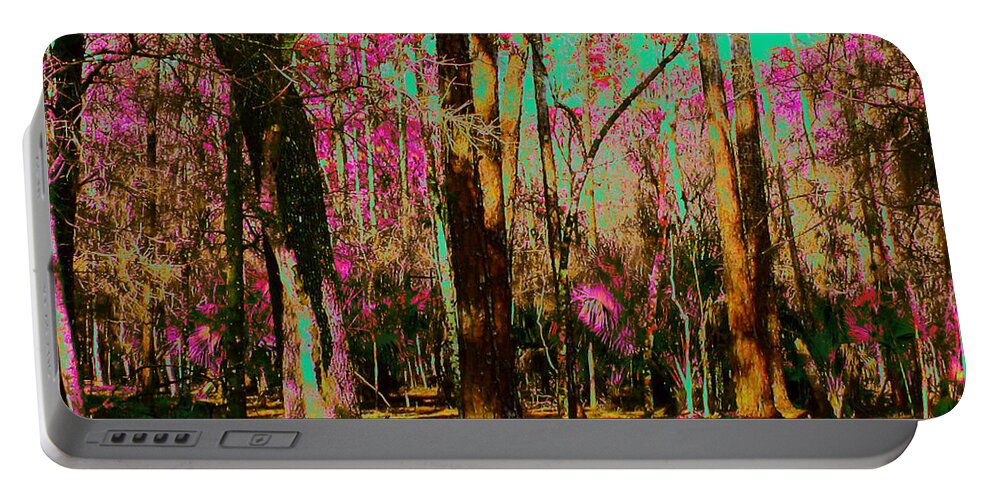 Keri West Portable Battery Charger featuring the digital art Painted Forest by Keri West