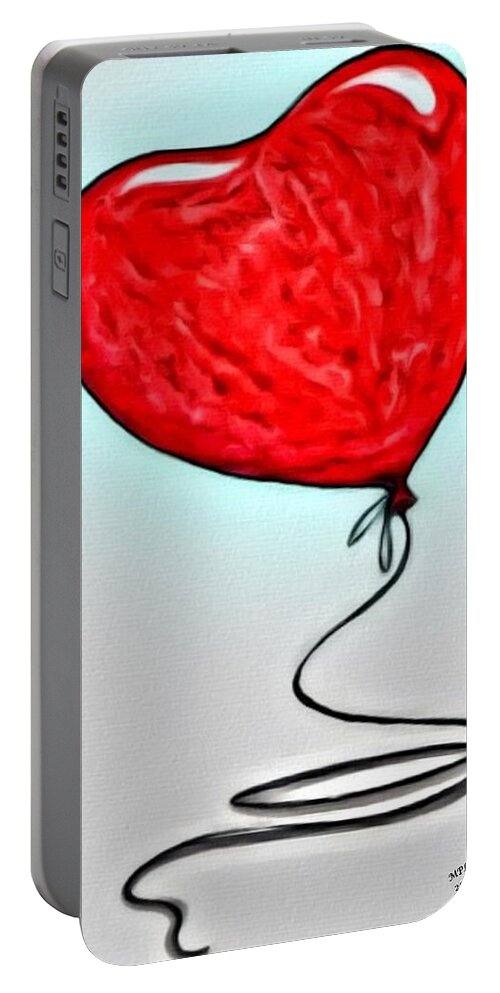 Heart Portable Battery Charger featuring the painting Painted Heart by Marian Lonzetta