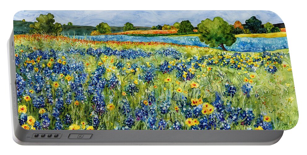 Bluebonnet Portable Battery Charger featuring the painting Painted Hills by Hailey E Herrera