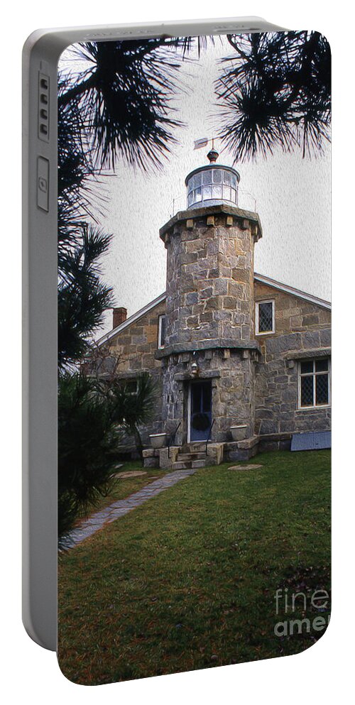 Lighthouses Portable Battery Charger featuring the photograph Painted Stonington Harbor Lighthouse by Skip Willits
