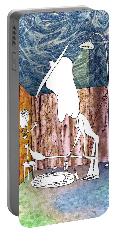 Abstract Experimentalism Portable Battery Charger featuring the digital art Painter by Becky Titus