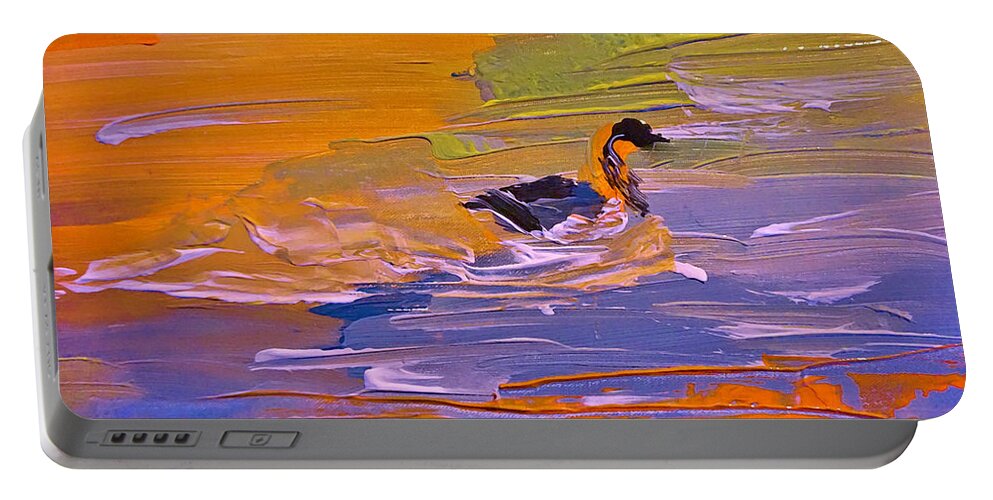 Duck Portable Battery Charger featuring the painting Painterly Escape by Lisa Kaiser