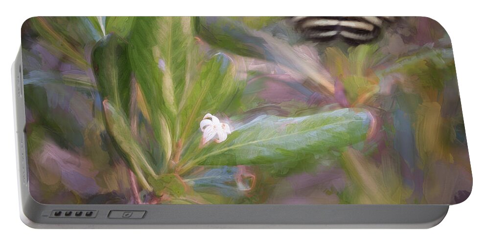 Butterfly Portable Battery Charger featuring the photograph Painterly Zebra Butterfly by Artful Imagery