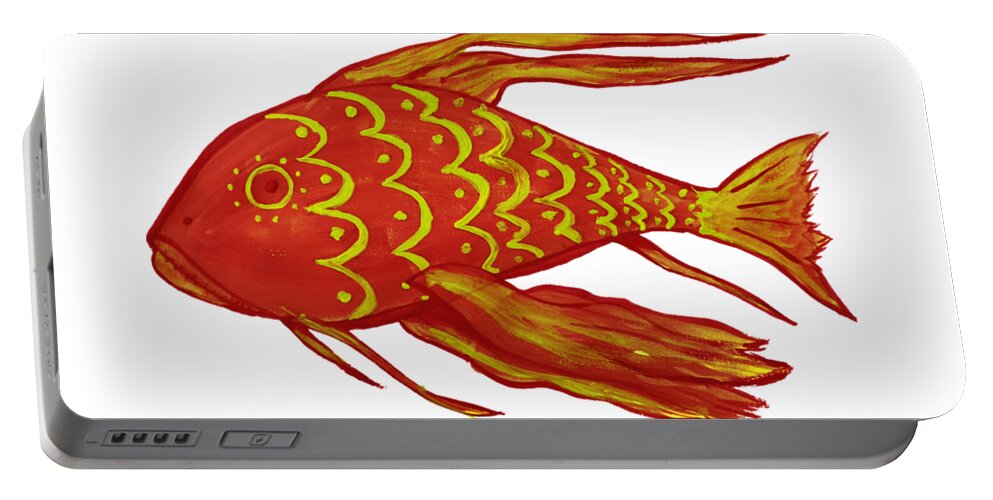 Painting Portable Battery Charger featuring the digital art Painting Red Fish by Piotr Dulski