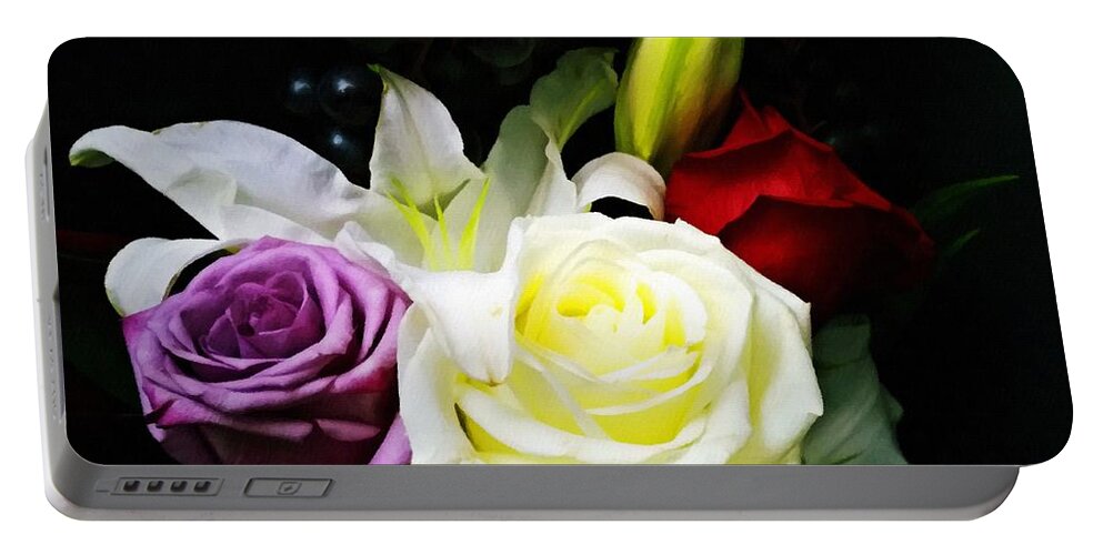 Painting Portable Battery Charger featuring the digital art Digital Painting Rose Bouquet Flower Digital Art by Delynn Addams